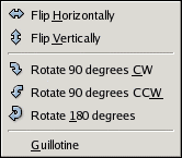 The Transform submenu of the Image menu
