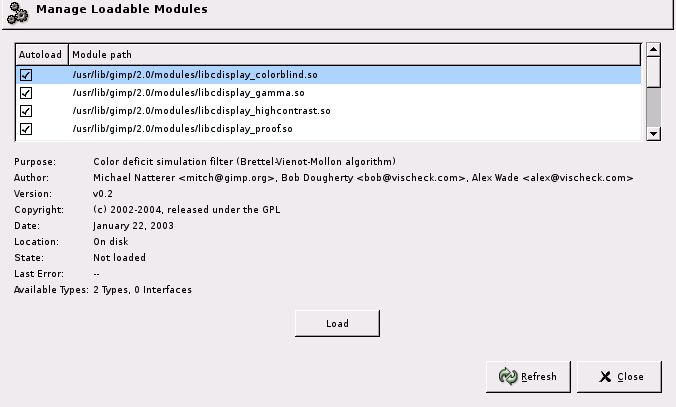 The Module Manager dialog window