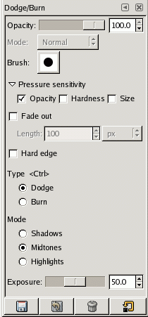 Dodge/Burn tool options